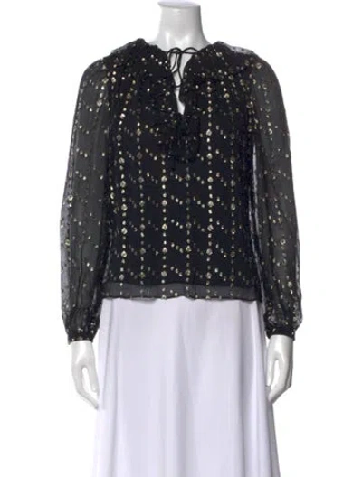 Pre-owned Ulla Johnson Silk Printed Blouse In Black