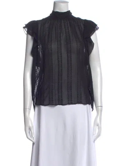 Pre-owned Ulla Johnson Silk Printed Blouse In Black