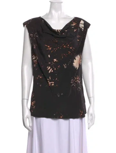 Pre-owned Ulla Johnson Silk Printed Blouse In Black