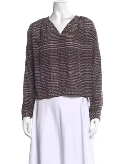 Pre-owned Ulla Johnson Silk Printed Blouse In Black