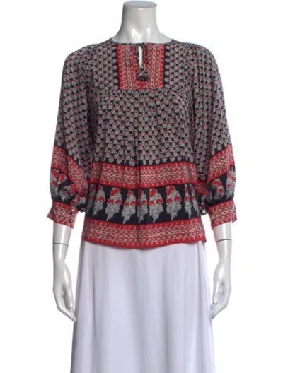 Pre-owned Ulla Johnson Silk Printed Blouse In Black