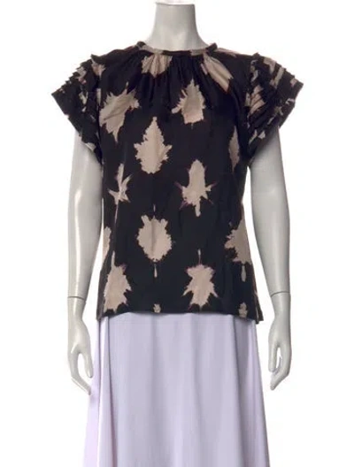 Pre-owned Ulla Johnson Silk Printed Blouse In Black