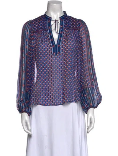 Pre-owned Ulla Johnson Silk Printed Blouse In Blue