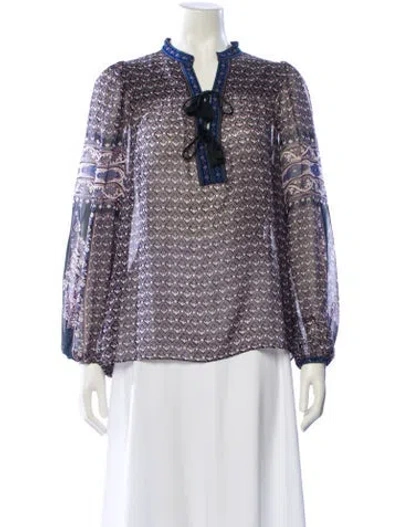 Pre-owned Ulla Johnson Silk Printed Blouse In Blue