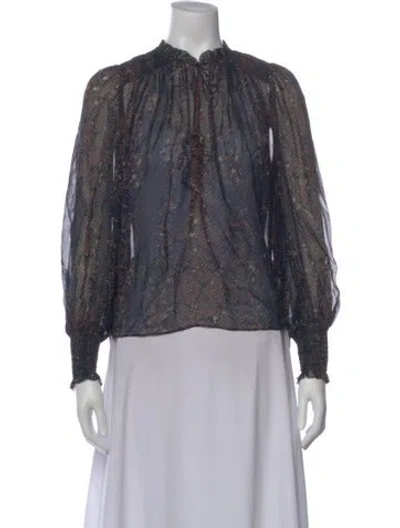 Pre-owned Ulla Johnson Silk Printed Blouse In Blue