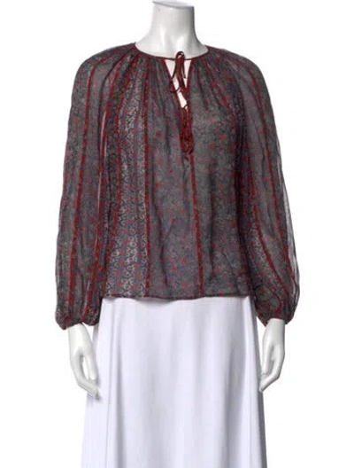 Pre-owned Ulla Johnson Silk Printed Blouse In Blue
