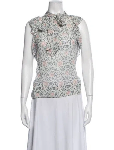 Pre-owned Ulla Johnson Silk Printed Blouse In Blue