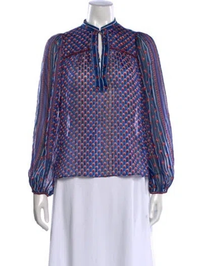 Pre-owned Ulla Johnson Silk Printed Blouse In Blue