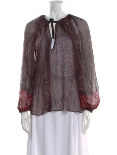 Pre-owned Ulla Johnson Silk Printed Blouse In Brown