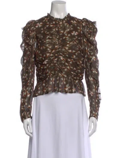 Pre-owned Ulla Johnson Silk Printed Blouse In Brown/metallic