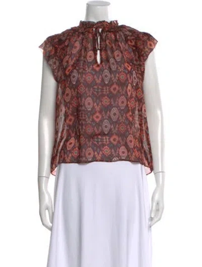 Pre-owned Ulla Johnson Silk Printed Blouse In Burgundy