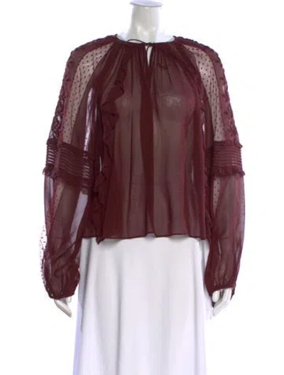 Pre-owned Ulla Johnson Silk Printed Blouse In Burgundy