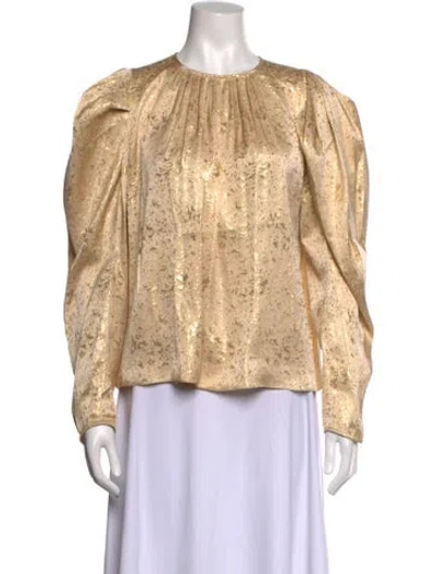 Pre-owned Ulla Johnson Silk Printed Blouse In Gold/metallic