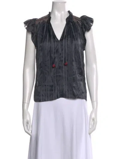 Pre-owned Ulla Johnson Silk Printed Blouse In Gray