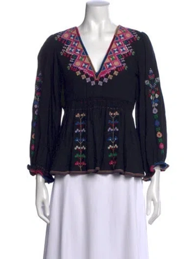 Pre-owned Ulla Johnson Silk Printed Blouse In Gray