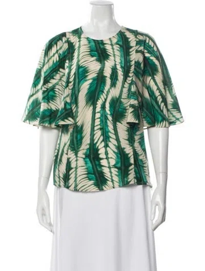 Pre-owned Ulla Johnson Silk Printed Blouse In Green