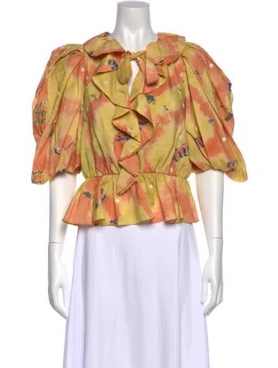 Pre-owned Ulla Johnson Silk Printed Blouse In Multi