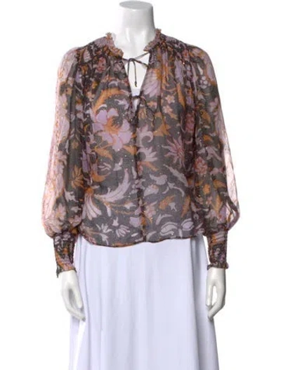 Pre-owned Ulla Johnson Silk Printed Blouse In Multi