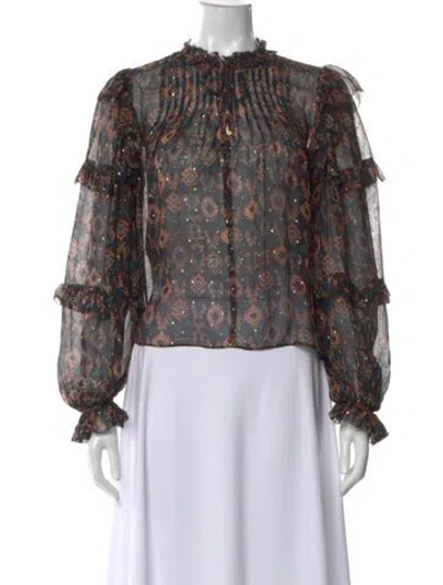 Pre-owned Ulla Johnson Silk Printed Blouse In Multi