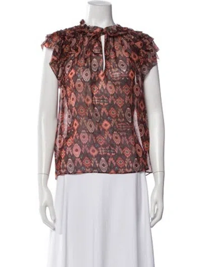 Pre-owned Ulla Johnson Silk Printed Blouse In Multicolor