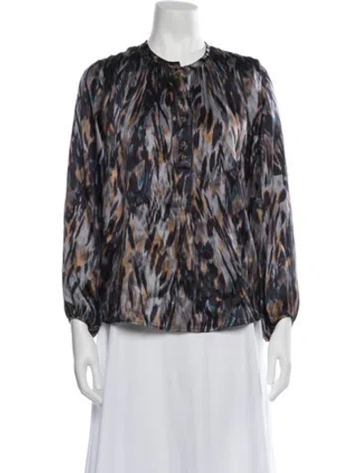 Pre-owned Ulla Johnson Silk Printed Blouse In Multicolor