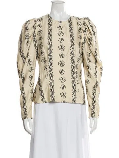 Pre-owned Ulla Johnson Silk Printed Blouse In Neutral