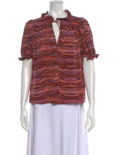 Pre-owned Ulla Johnson Silk Printed Blouse In Neutral