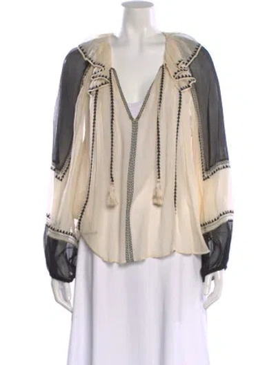 Pre-owned Ulla Johnson Silk Printed Blouse In Neutral