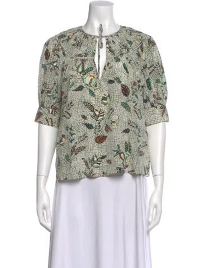 Pre-owned Ulla Johnson Silk Printed Blouse In Neutral