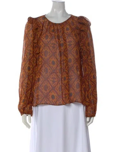 Pre-owned Ulla Johnson Silk Printed Blouse In Neutral