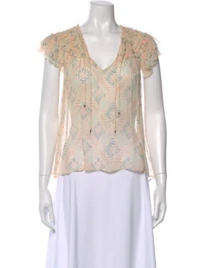 Pre-owned Ulla Johnson Silk Printed Blouse In Neutral