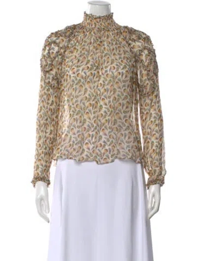 Pre-owned Ulla Johnson Silk Printed Blouse In Neutral