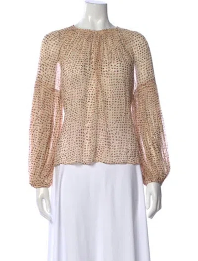 Pre-owned Ulla Johnson Silk Printed Blouse In Neutral