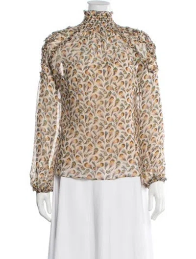 Pre-owned Ulla Johnson Silk Printed Blouse In Neutral