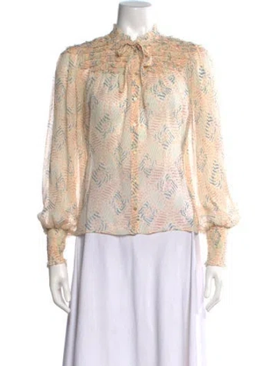Pre-owned Ulla Johnson Silk Printed Blouse In Neutral