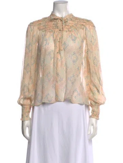 Pre-owned Ulla Johnson Silk Printed Blouse In Neutral