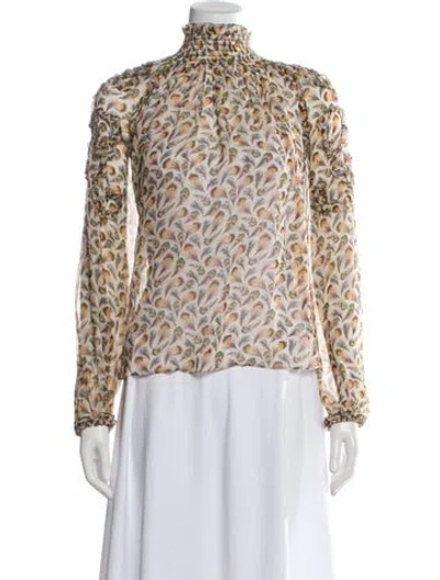 Pre-owned Ulla Johnson Silk Printed Blouse In Neutrals