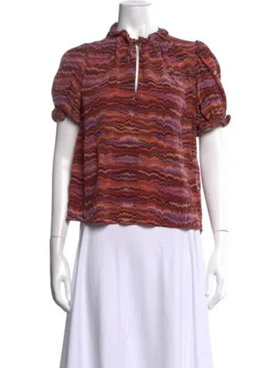 Pre-owned Ulla Johnson Silk Printed Blouse In Neutrals