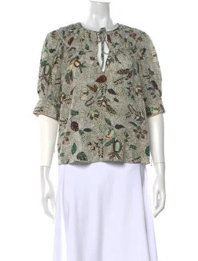 Pre-owned Ulla Johnson Silk Printed Blouse In Neutrals