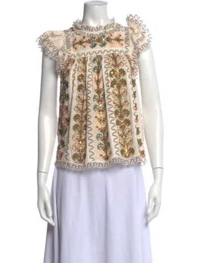 Pre-owned Ulla Johnson Silk Printed Blouse In Neutrals