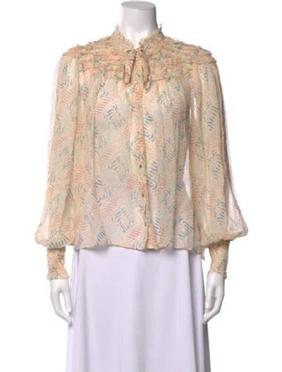 Pre-owned Ulla Johnson Silk Printed Blouse In Neutrals