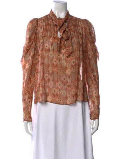 Pre-owned Ulla Johnson Silk Printed Blouse In Neutrals