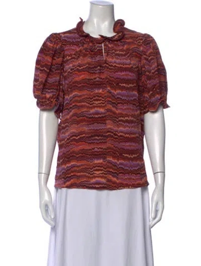 Pre-owned Ulla Johnson Silk Printed Blouse In Neutrals