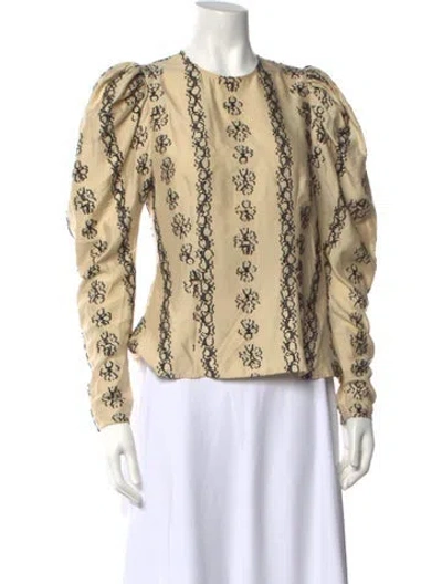 Pre-owned Ulla Johnson Silk Printed Blouse In Neutrals