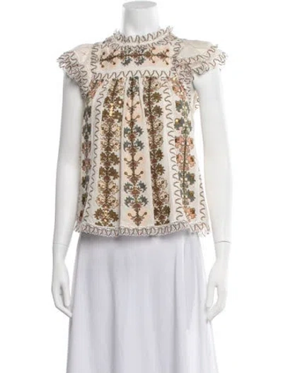 Pre-owned Ulla Johnson Silk Printed Blouse In Neutrals
