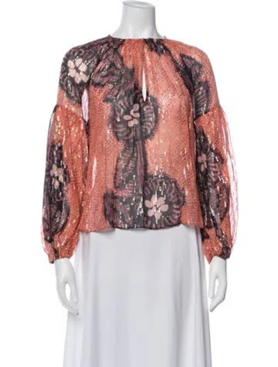 Pre-owned Ulla Johnson Silk Printed Blouse In Pink