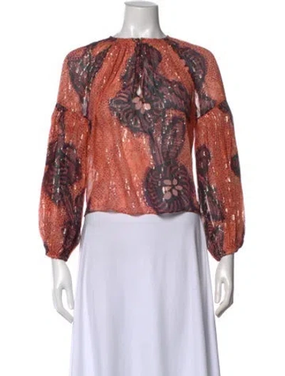 Pre-owned Ulla Johnson Silk Printed Blouse In Pink