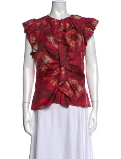 Pre-owned Ulla Johnson Silk Printed Blouse In Pink