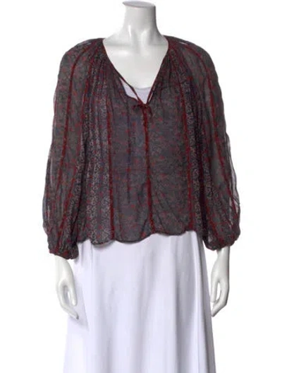 Pre-owned Ulla Johnson Silk Printed Blouse In Purple
