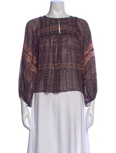Pre-owned Ulla Johnson Silk Printed Blouse In Purple
